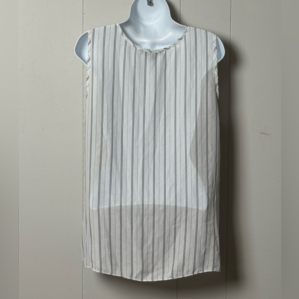 Atmosphere Women’s White and Black Sleeveless V Neck Striped Wrap Blouse Size 12 - Picture 2 of 8